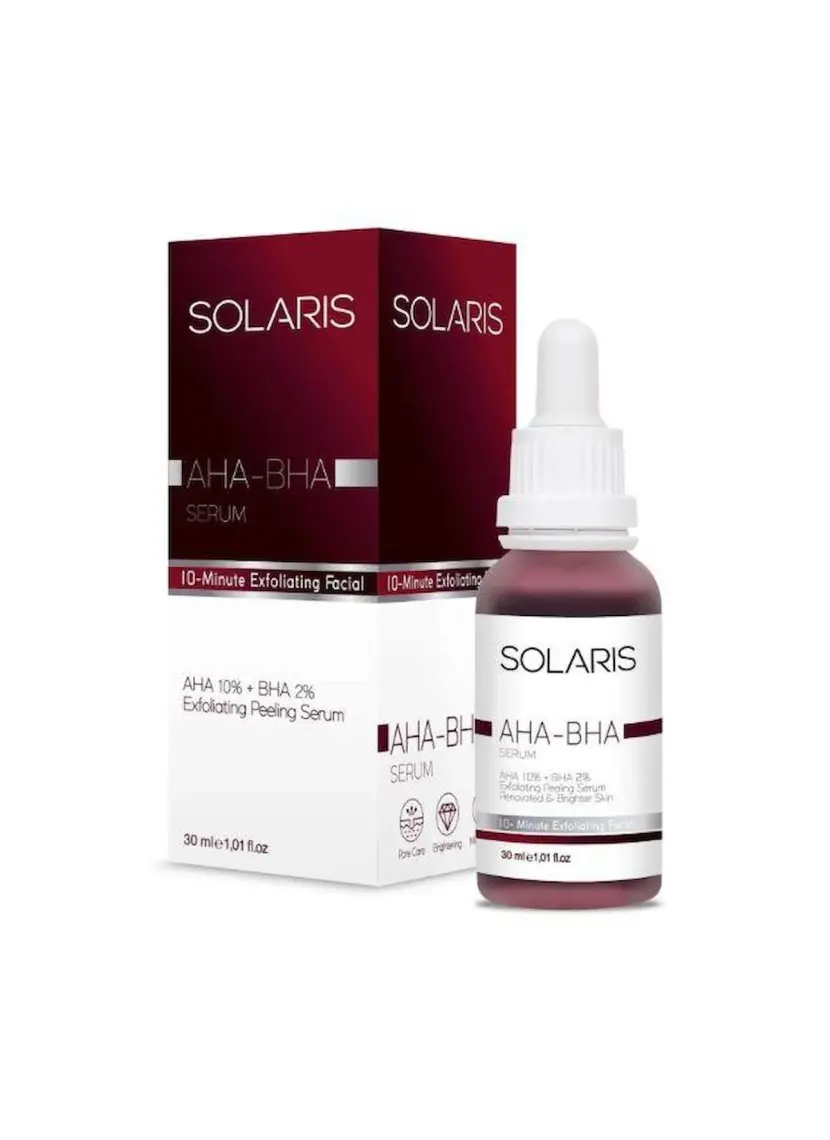 Solaris Cilt Tonu Eşitleyici Canlandırıcı Aha %10 + Bha %2 Serum 30 ml ve Hyaluronik Asit Serum Nemlendirici 30 ml
