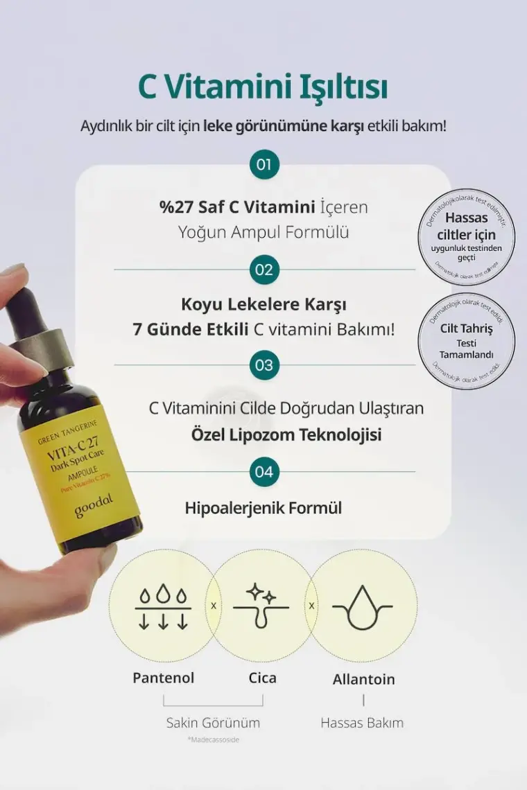 Goodal Green Tangerine Vita C 27 Dark Spot Care Ampoule - %27 Saf C Vitaminli Leke Karşıtı Ampul