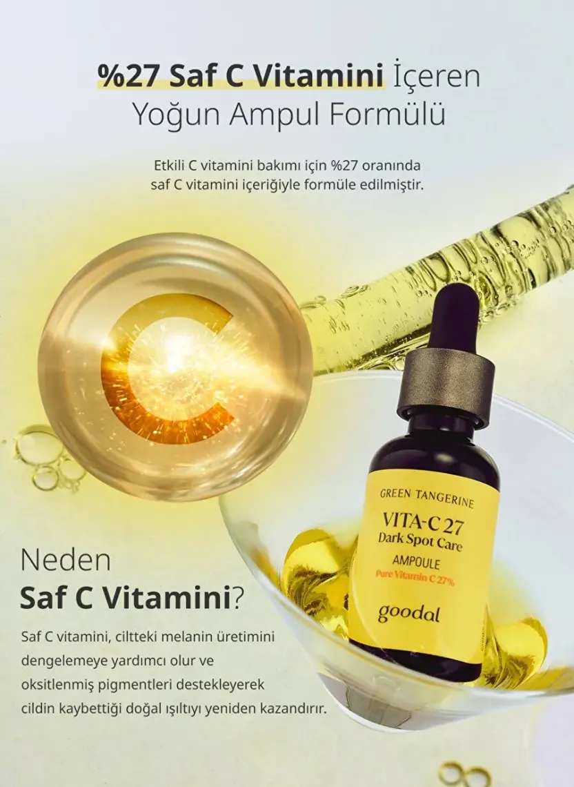 Goodal Green Tangerine Vita C 27 Dark Spot Care Ampoule - %27 Saf C Vitaminli Leke Karşıtı Ampul