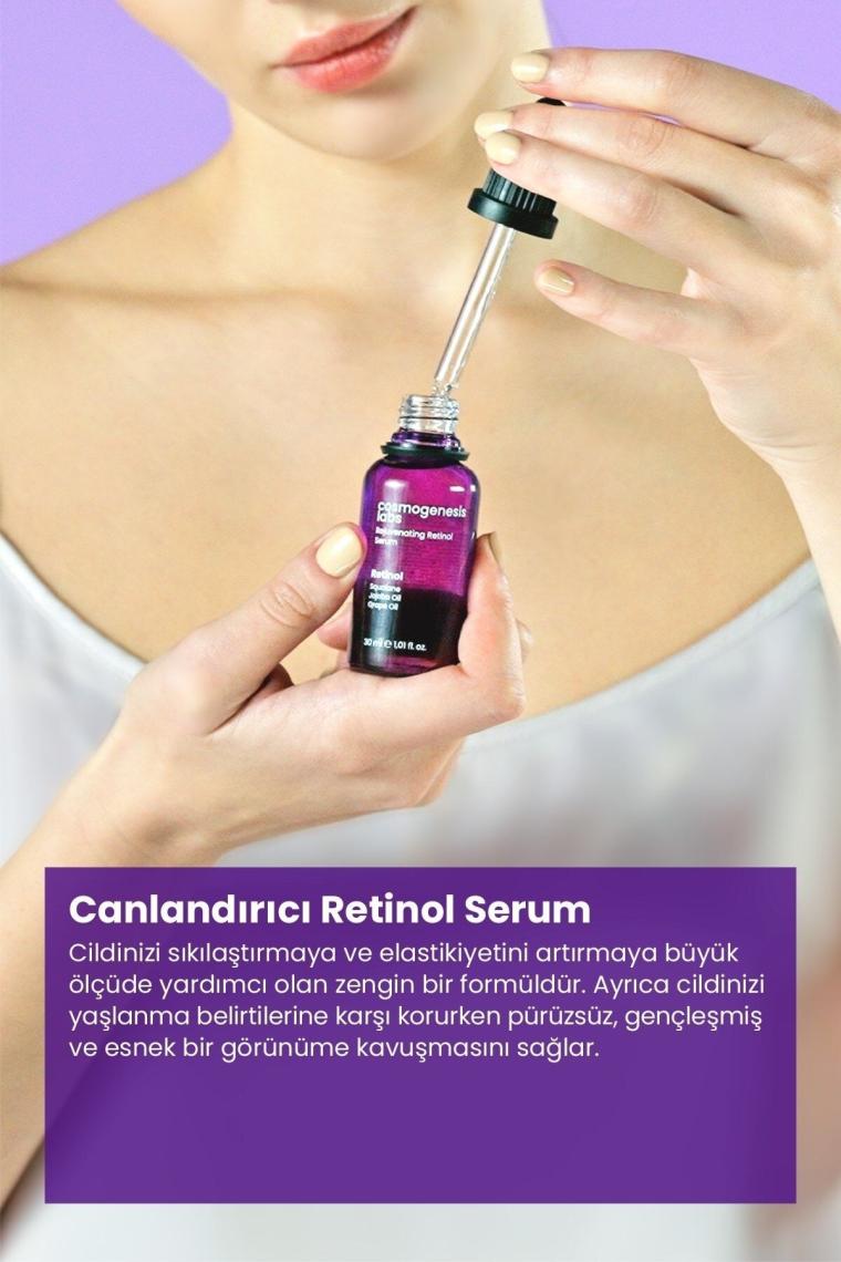 Kırışıklık Karşıtı Retinol Serum 30ml Vegan Canlandırıcı Leke Giderici Esnek Görünüm (%0.3 Retinol)