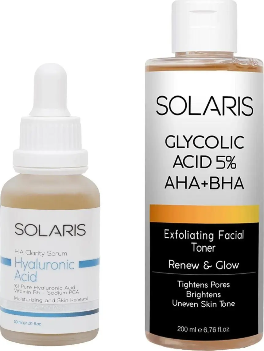 Solaris Hyaluronik Asit Serum Nemlendirici 30 ml (Hyaluronic AcidB5) Aha Bha Tonik 200 ml