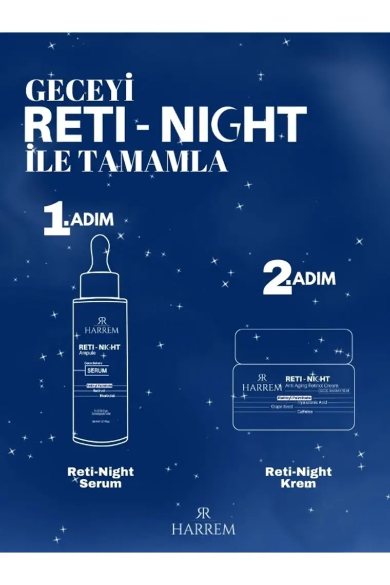 Harrem Reti-Night Serum Yaşlanma Karşıtı Dolgunlaştırıcı Retinol & Kolajen Serum 30 ml