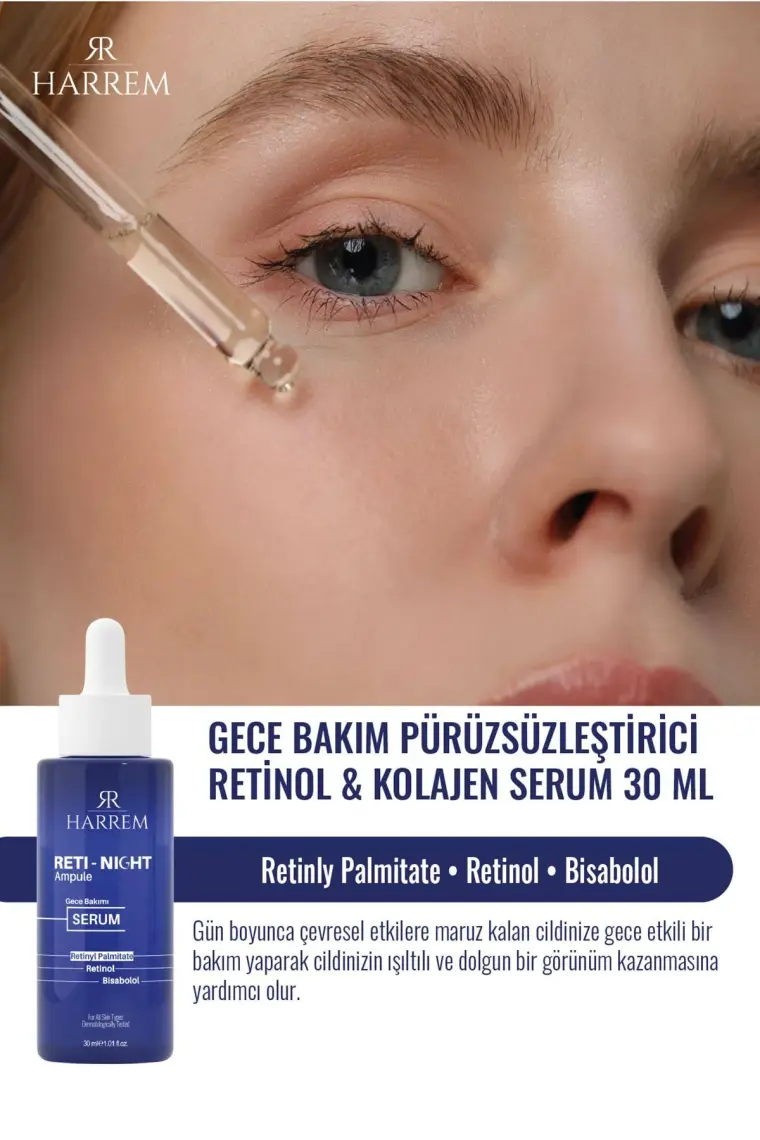 Harrem Reti-Night Serum Yaşlanma Karşıtı Dolgunlaştırıcı Retinol & Kolajen Serum 30 ml