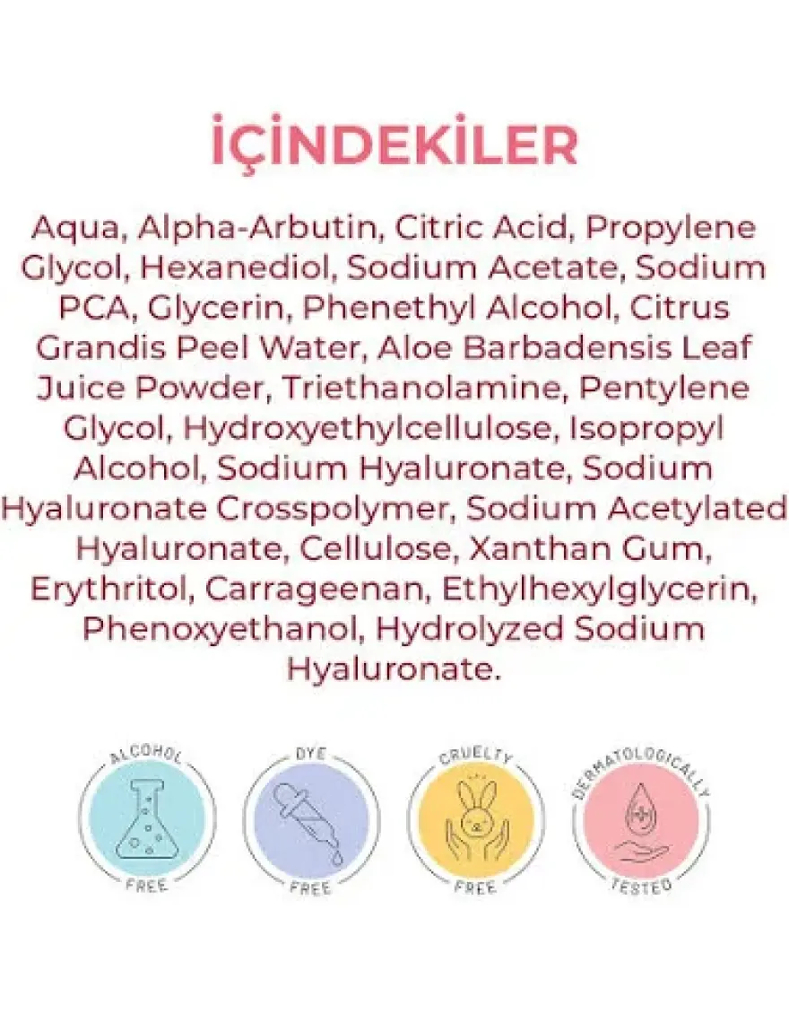 WIWIFY Leke Gidermeye Yardımcı ve Cilt Tonu Eşitleyici Cilt Bakım Serumu Arbutin %2 Hyaluronic Acid