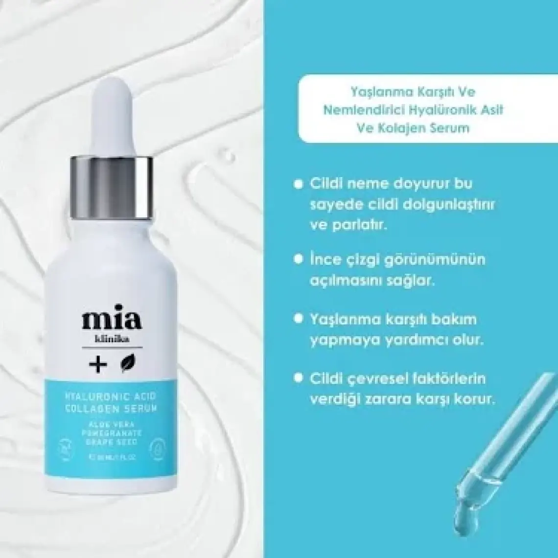 Mia Klinika Hyalüronik Asit ve  Serumu 30 ml  ve Nemlendirici