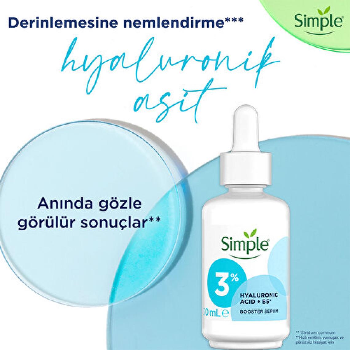 Simple Booster Serum %3 Hyaluronik Asit + B5 Vitamini Derinlemesine Cilt Nemlendirme 30 ml