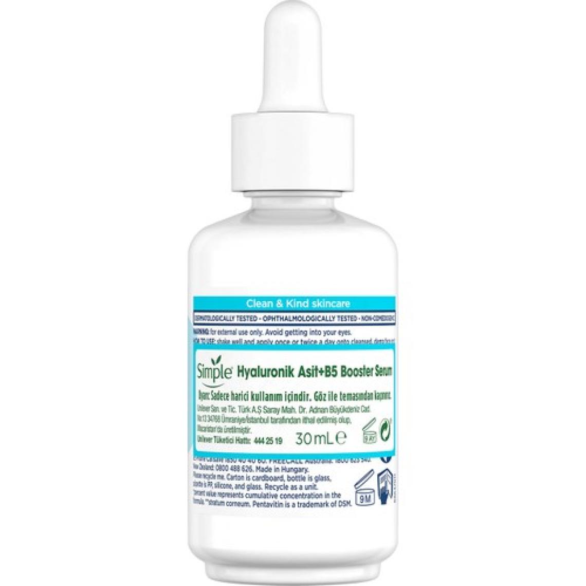 Simple Booster Serum %3 Hyaluronik Asit + B5 Vitamini Derinlemesine Cilt Nemlendirme 30 ml