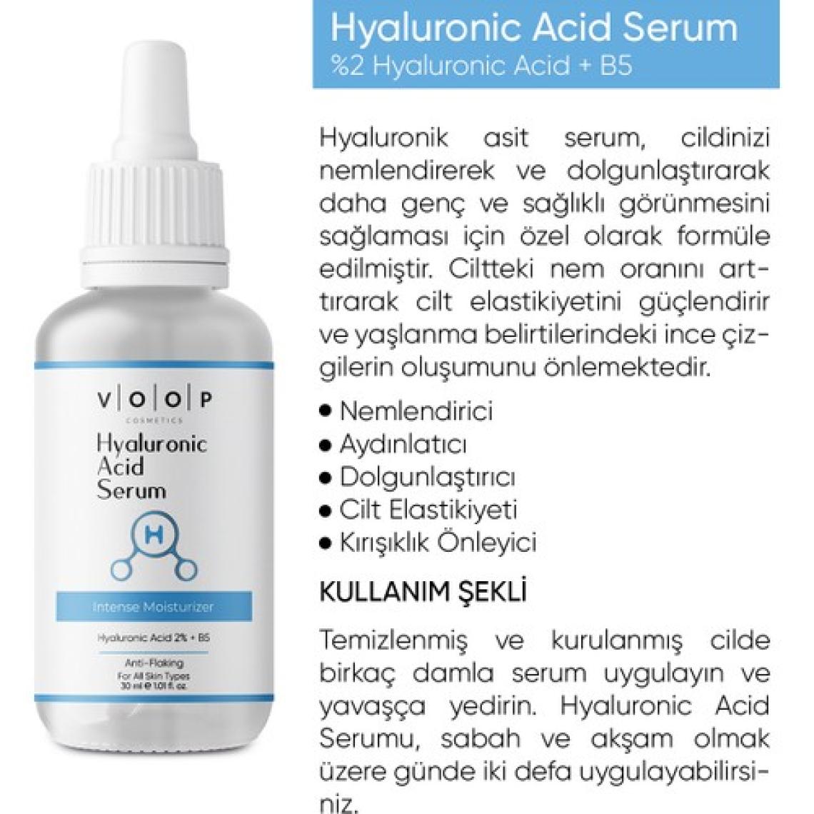 VOOP Hyaluronik Asit Serum - 30 ml Derinlemesine Yoğun Nemlendirici Yüz Bakımı %2 Hyaluronic Acid B5