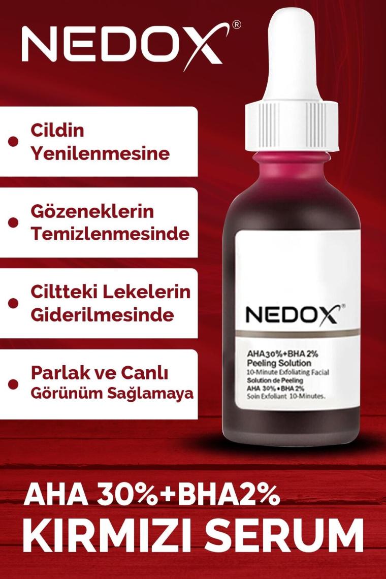 Cilt Yenileyici Cilt Tonu Eşitleyici Kırmızı Peeling Serum Aha %30 Bha %2 Serum 30 ml