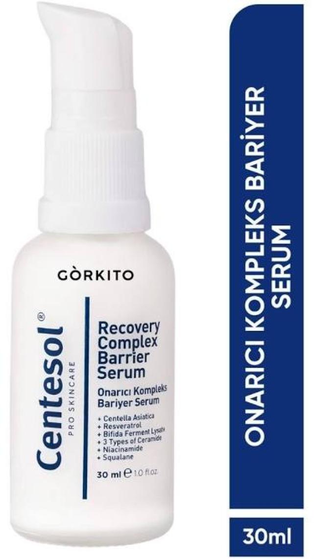 Görkito Centesol Onarıcı Kompleks Bariyer Güçlendirici Nemlendirici Serum 30 ml (Resveratrol, Prebiyotik, Seramidler, Niacinamide, Squalane)