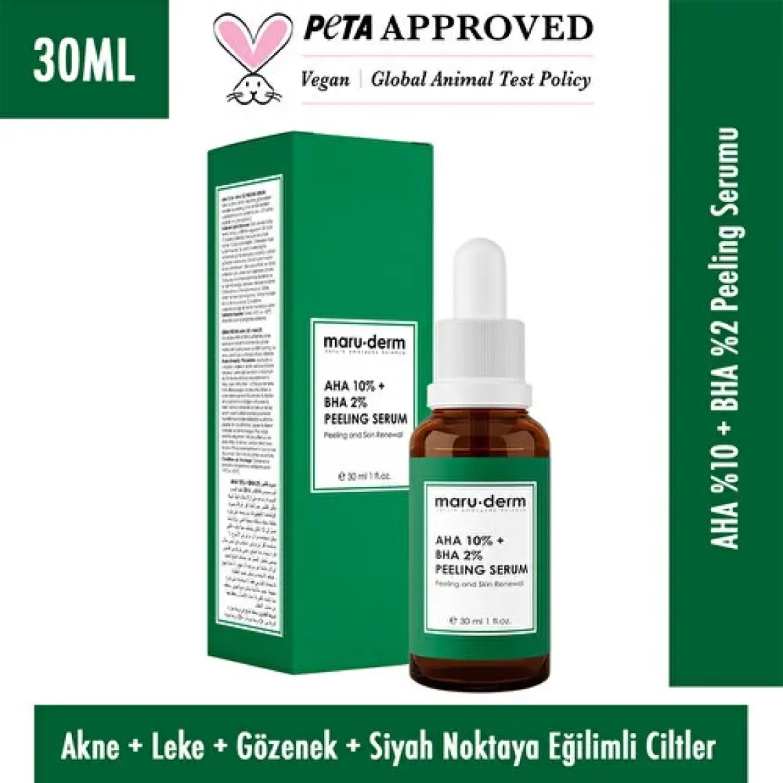 Maru.Derm Maruderm Aha %10 + Bha %2 Peeling Maske Cilt Bakım Serumu 30 ml