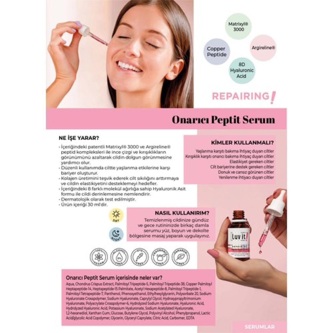 Luv It! Yaşlanma Karşıtı, Cilt Yenileyici ve Onarıcı Peptit Serum