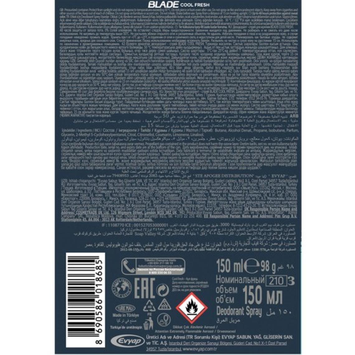 Blade Cool Fresh Edt Erkek Parfüm 70 ml & Deodorant 3X150 ml
