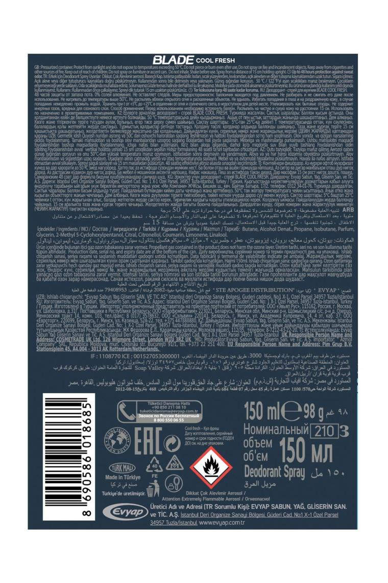 Blade Cool Fresh Edt Erkek Parfüm 70 ml & Deodorant 3X150 ml