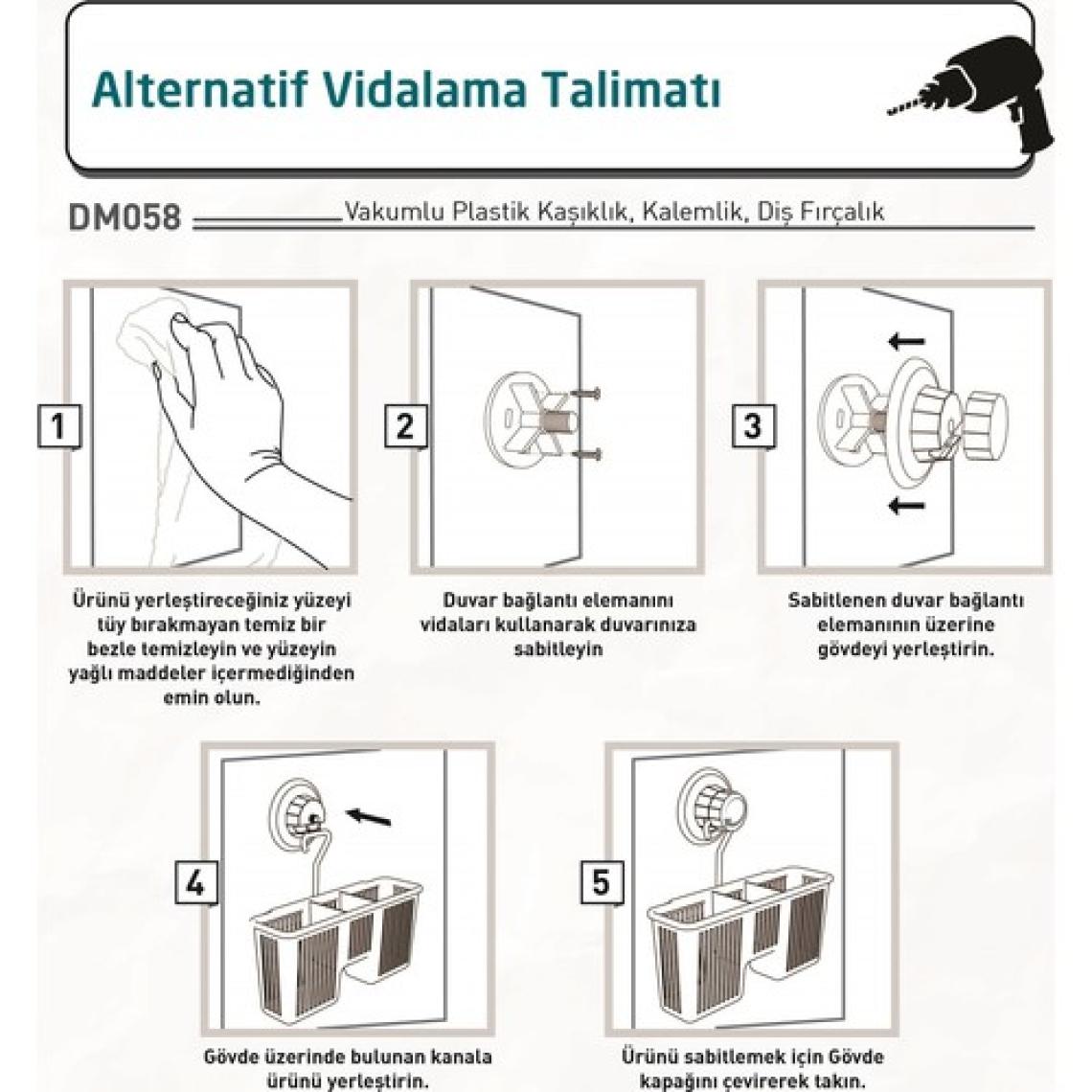 Tekno-tel Vakumlu Plastik Çok Amaçlı Banyo Fırçalık Rafı Beyaz DM058