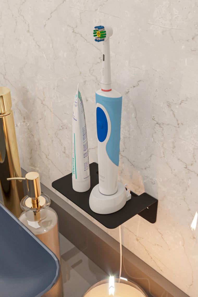 Şarjlı Diş Fırçası Rafı Banyo Standı Siyah