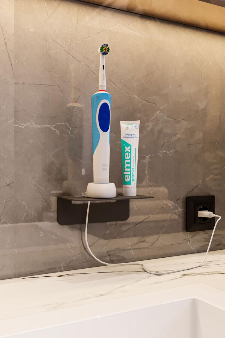 Şarjlı Diş Fırçası Rafı Banyo Standı Siyah