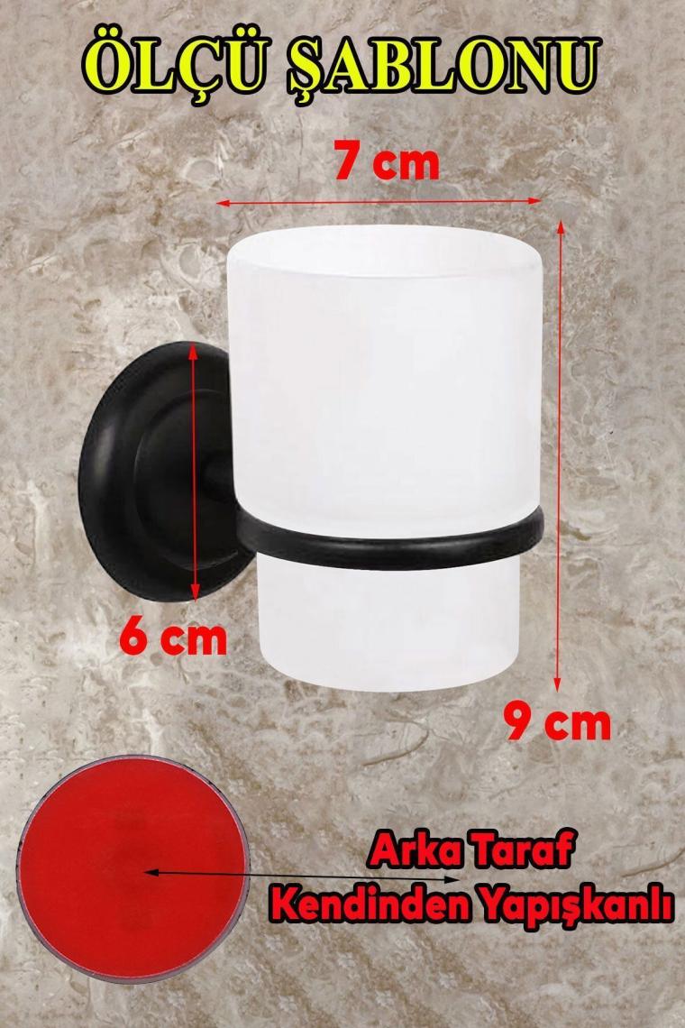 Diş Fırçalık Yapışkanlı Banyo Diş Fırçası Kabı Kutusu Siyah