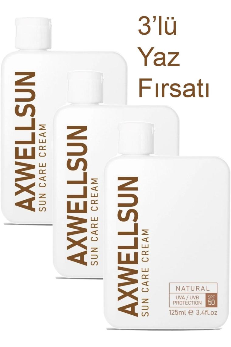 Axwell 3'lü Fırsat Paketi 50 Spf+Yüksek Koruma Güneş Kremi Leke Karşıtı Nemlendirici Makyaj Baz Altı 125ML