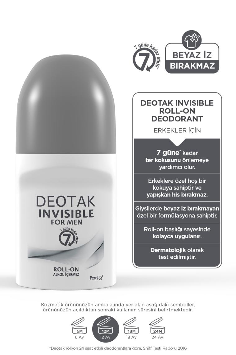 Deotak Invısıble For Men Roll-On Deodorant 35 ml x 4