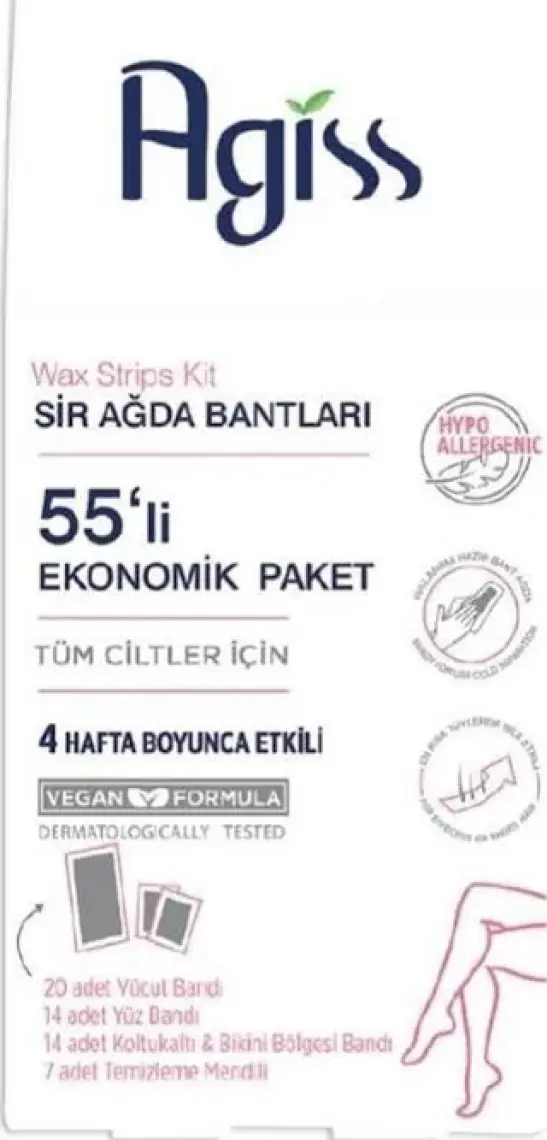 Agiss s Sirli Vücut Ağda Bant 55 Li Tüm Ciltler İçin
