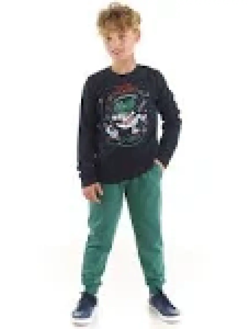 Denokids Astronot Timsah Erkek Çocuk T-Shirt Pantolon Takım