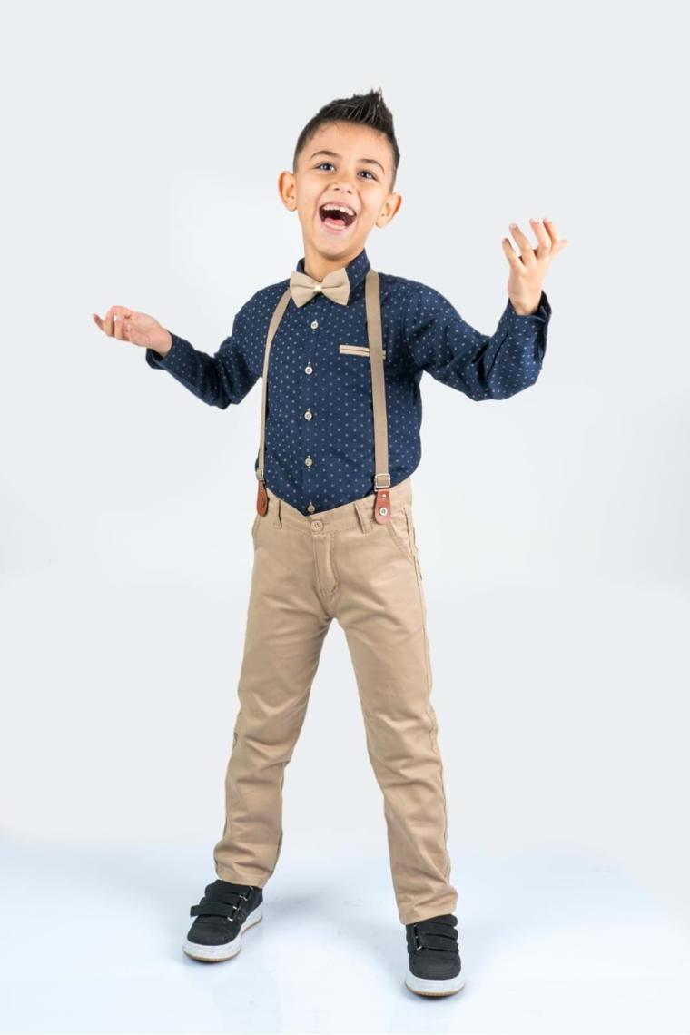 Mnk Baby & Kids Baskılı Oxford Erkek Çocuk Takım MNK0479