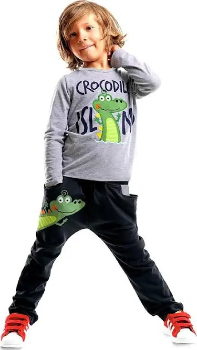Denokids Timsah Adası Erkek Çocuk T-shirt Pantolon Takım