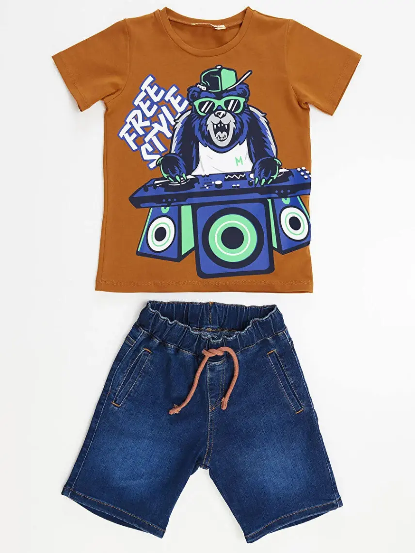MSHB&G  Dj Erkek Çocuk Tshirt-Kot Şort Takım