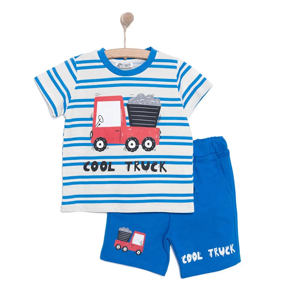Hellobaby Cars&roads Erkek Kamyon Baskılı Tshirt-Şort Erkek Bebek