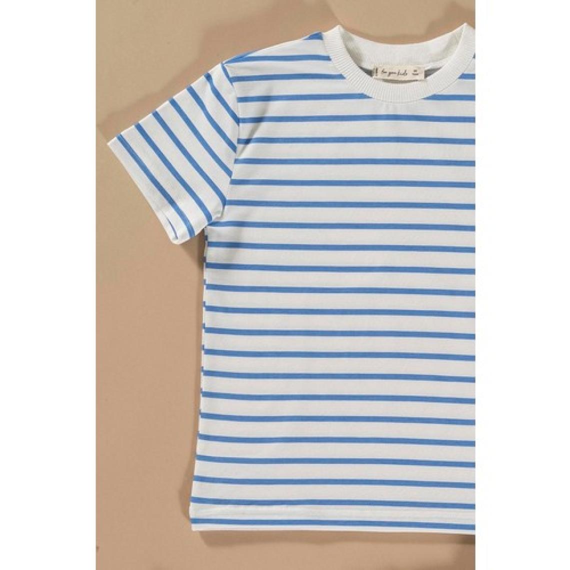 For You Kids Çizgili Saks Tshirt Şort Takım