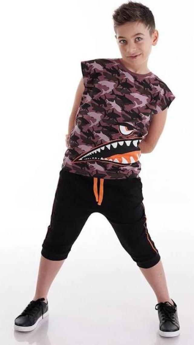 MSHB&G Monster Shark Erkek Çocuk T-shirt Kapri Şort Takım