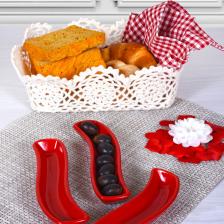 Kırmızı İvory Zeytinlik 18 Cm 3 Adet