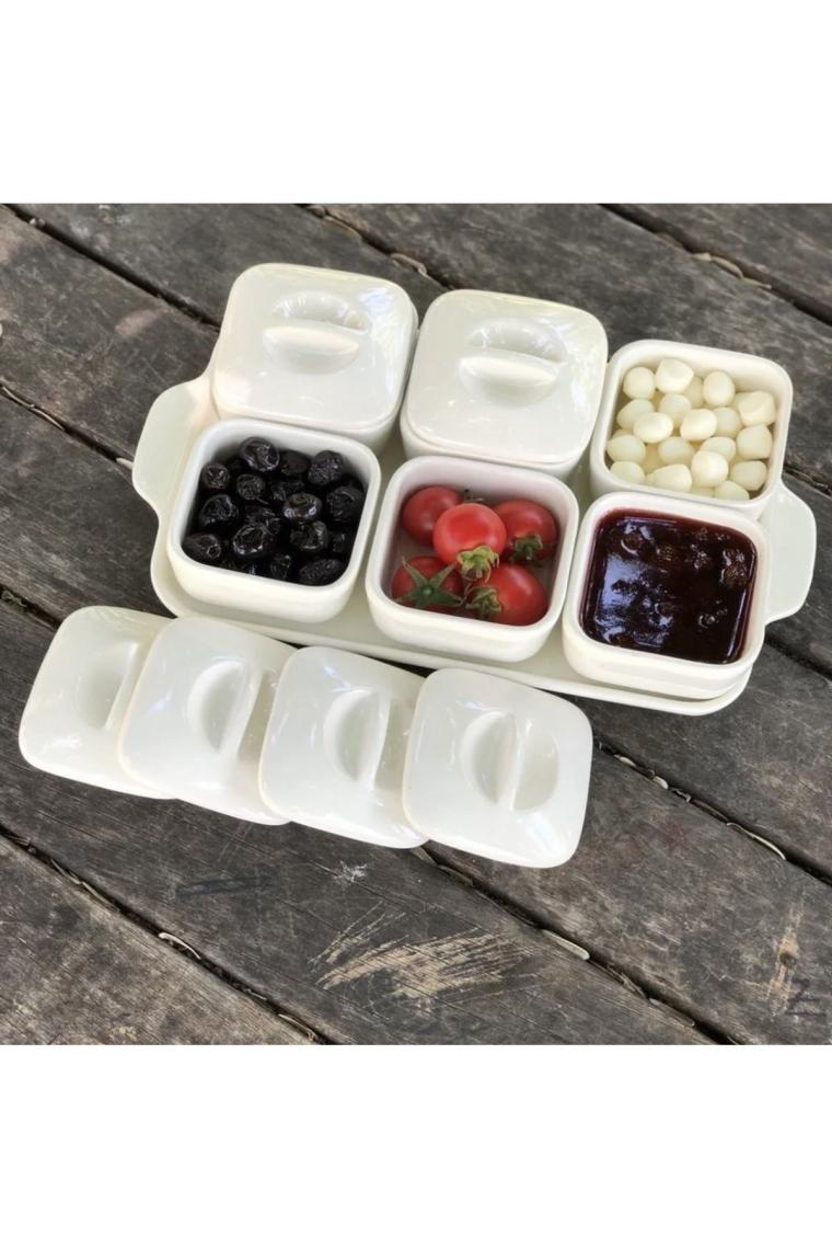 Mediterian 6'lı Ecru Porselen Kahvaltı Takımı, şık ve kullanışlı, sofralarınıza zarafet katar.