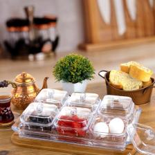 2389 Akrilik Plastik Şeffaf Kapaklı 13 Parça Beyaz Kahvaltılık