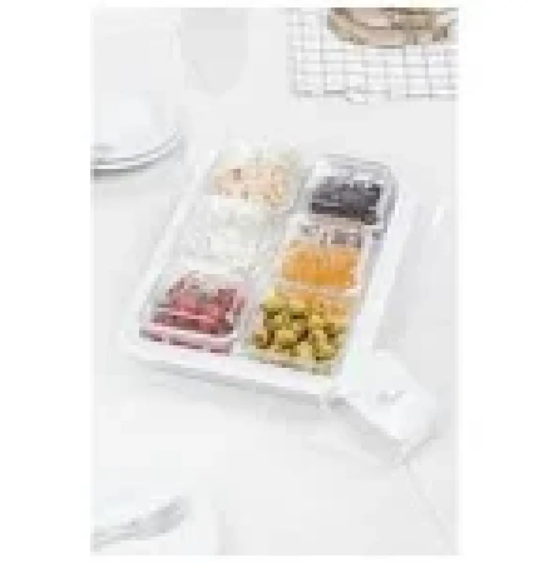 EW's Kitchenware Akrilik Beyaz 6’lı Kapaklı Kahvaltılık Kahvaltı Seti & Saklama Kabı (Cam Değildir)