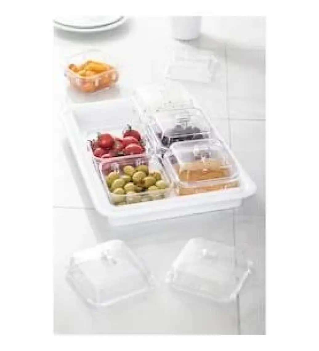 EW's Kitchenware Akrilik Beyaz 6’lı Kapaklı Kahvaltılık Kahvaltı Seti & Saklama Kabı (Cam Değildir)