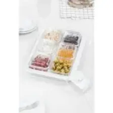 EW's Kitchenware Akrilik Beyaz 6’lı Kapaklı Kahvaltılık Kahvaltı Seti & Saklama Kabı (Cam Değildir)