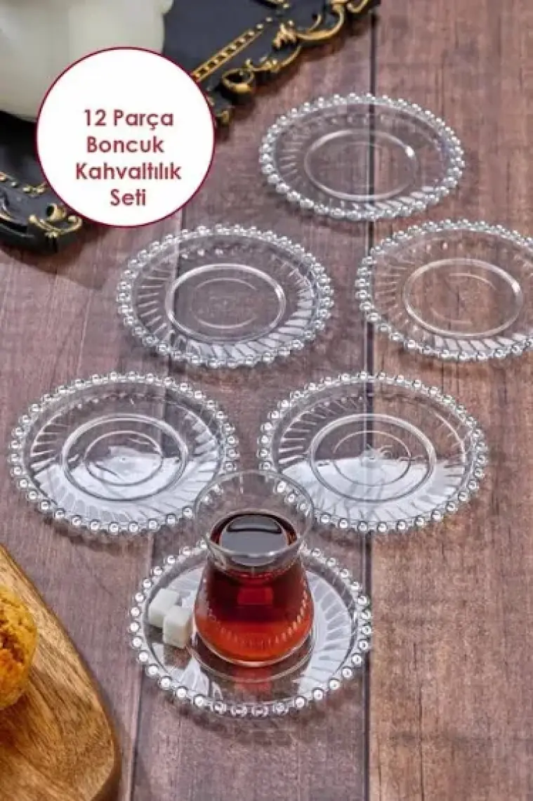 Homenıva 12 Parça Boncuklu Kahvaltı Takımı Sosluk ve Çerezlik ( Cam Değildir )