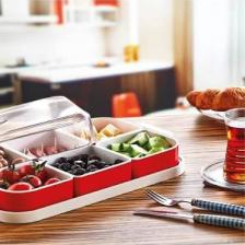 Meleni Home Çift Renkli Kahvaltılık Seti 6 Bölmeli Kapaklı Set