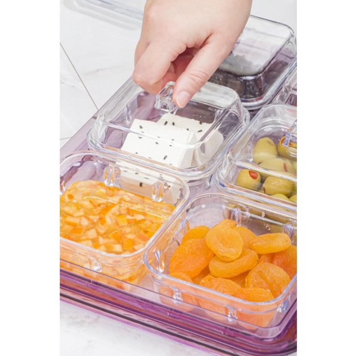 EW's Kitchenware Akrilik Mürdüm 6’lı Kapaklı Kahvaltılık Kahvaltı Seti & Saklama Kabı (Cam Değildir)