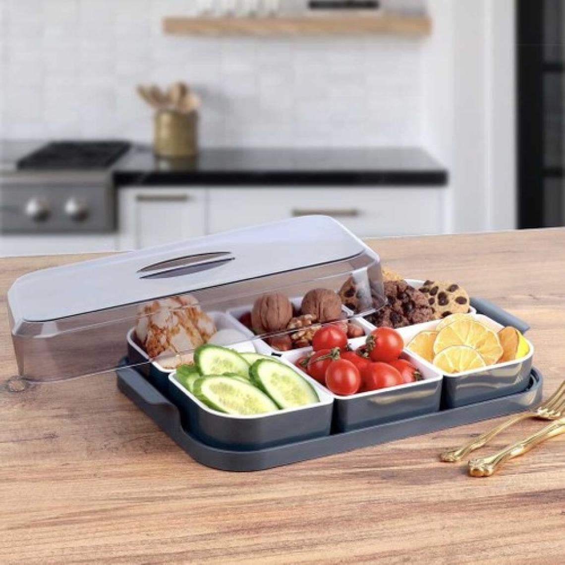 Porsima DC-550 Çift Renkli 6 Bölmeli Kahvaltılık Gri