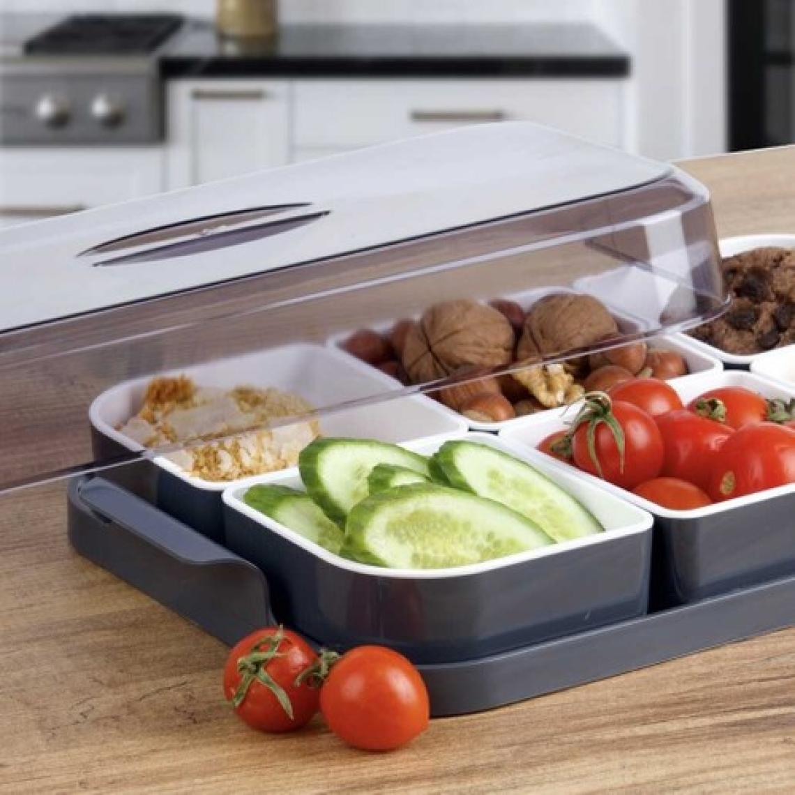 Porsima DC-550 Çift Renkli 6 Bölmeli Kahvaltılık Gri
