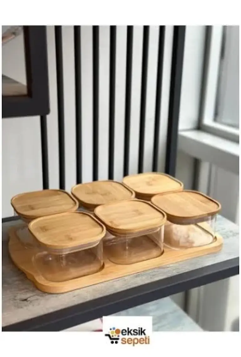 Mien Bambu Kapaklı 6’lı Cam Kahvaltılık
