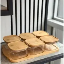Mien Bambu Kapaklı 6’lı Cam Kahvaltılık