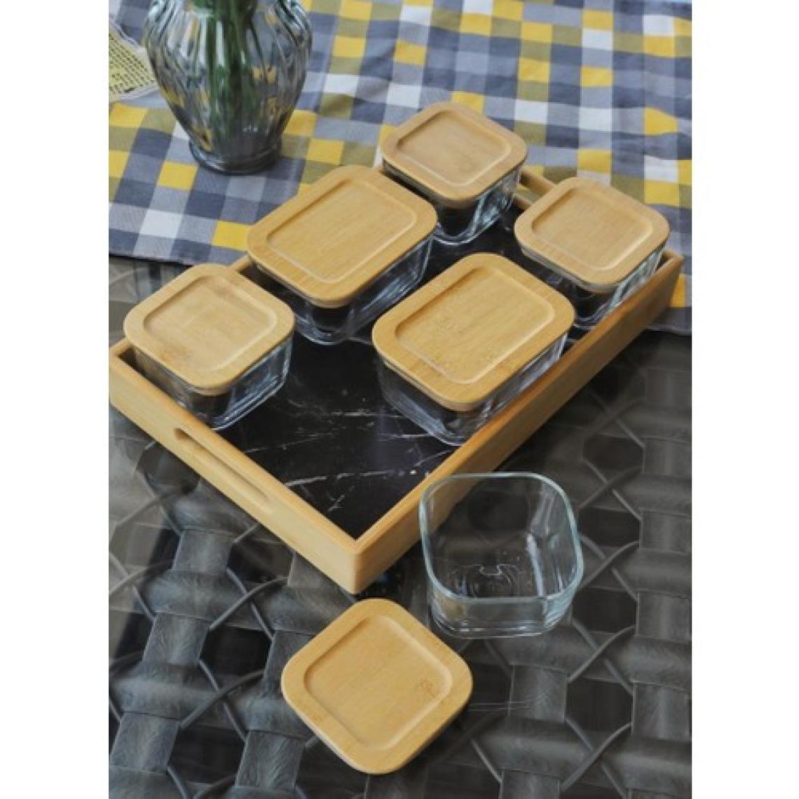 AtbyhomeBambu 13 Parça Tepsili Vakumlu Kapaklı Cam Kahvaltılık Saklama Kabı