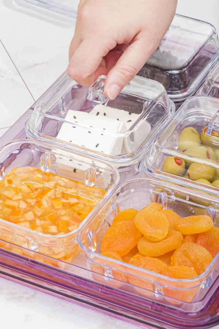 EW's Kitchenware Kitchenware Akrilik 6Lı Kapaklı Kahvaltılık Mürdüm