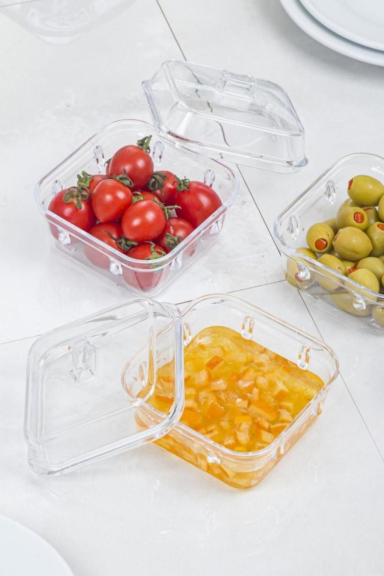 EW's Kitchenware Kitchenware Akrilik 6Lı Kapaklı Kahvaltılık Mürdüm