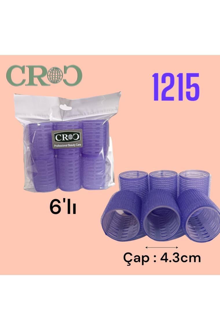 1215 Büyük Boy Bigudi 6lı Cırtlı - Yapışkanlı Saç Bigudisi Mor Çap: 4.5cm