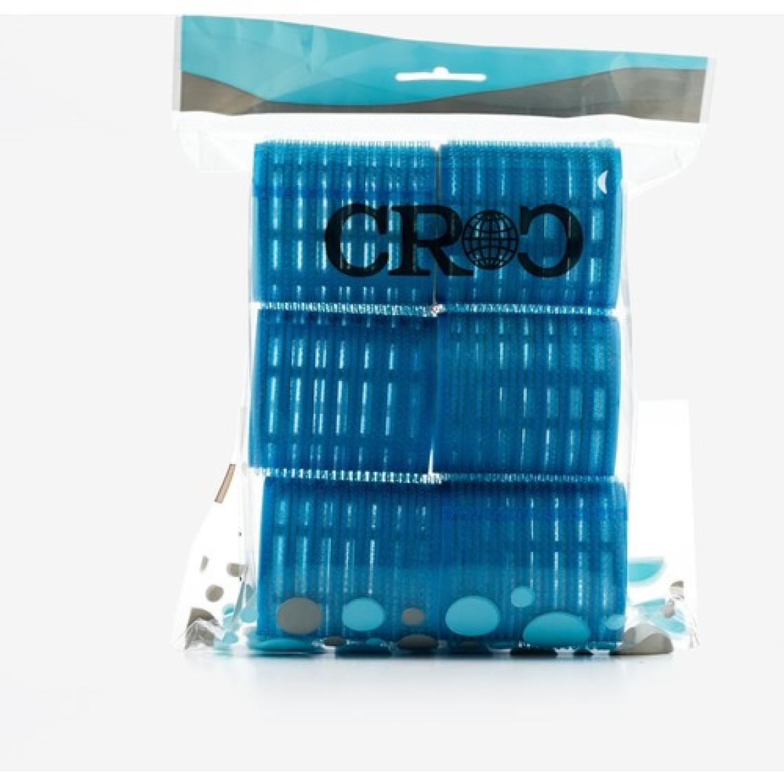 Croc Mega Boy Bigudi 6'lı + Saç Pensi 12'li Cırtlı Yapışkanlı Bigudi Mavi